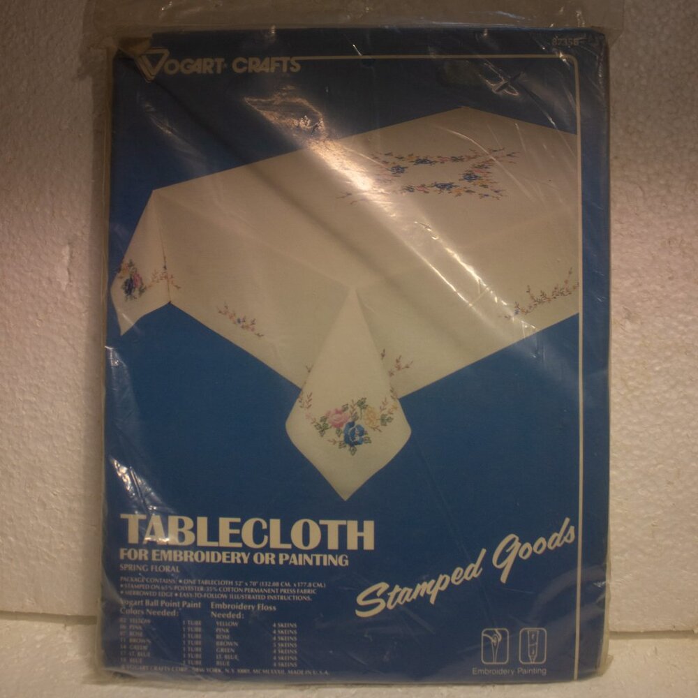 Vintage Vogart Crafts Tablecloth 52" x 70" for Embroidery or Painting